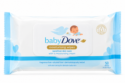 Baby Dove Moisturising Baby Wipes Sensitive Skin 50 Wipes x 12 Pack