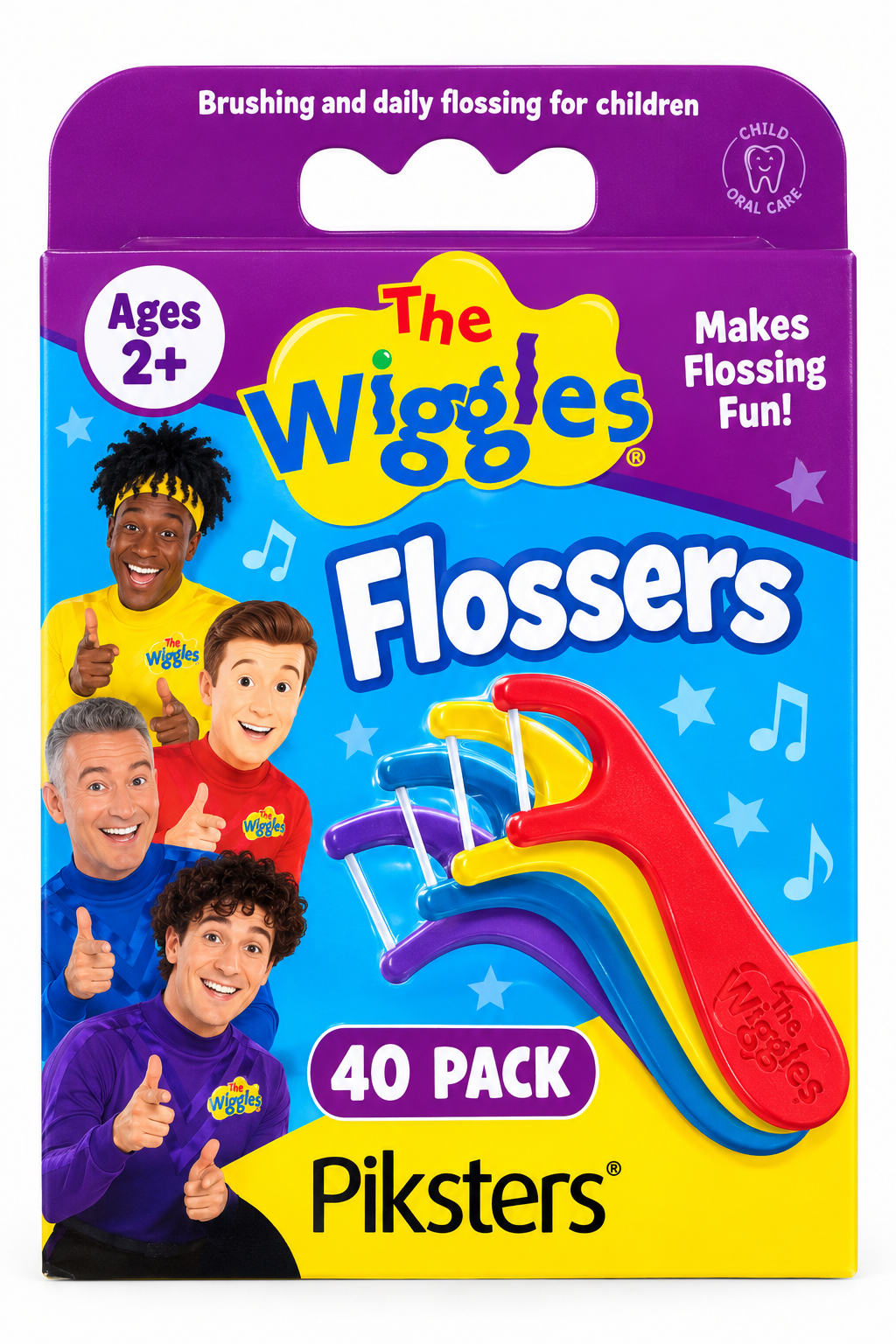 Piksters The Wiggles Kids Flossers 40 Pack x 6