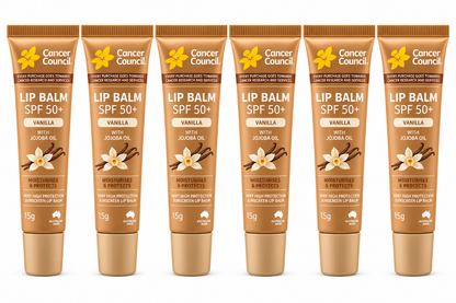Cancer Council SPF50+ Vanilla Lip Balm Jojoba Oil 15g x 6