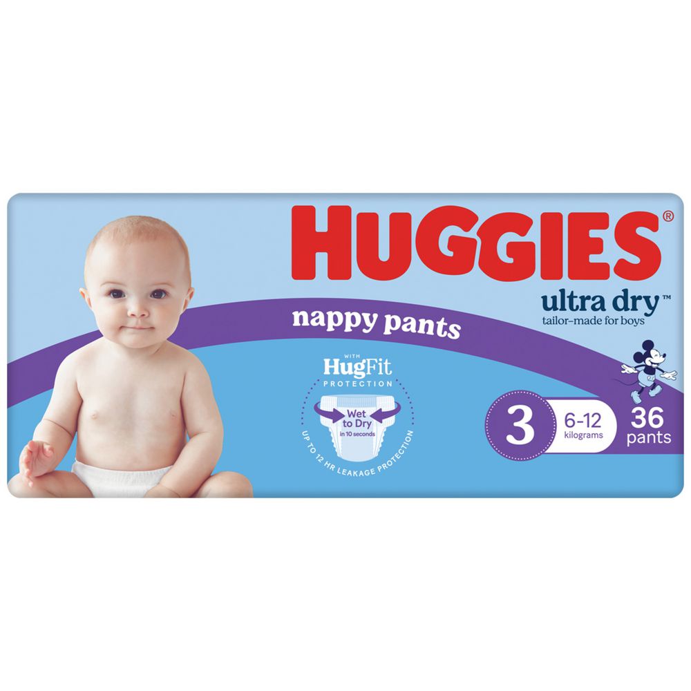 Huggies Nappy Pants Crawler Boys Size 3 36 Pack (4 Pack, 144 Pieces)
