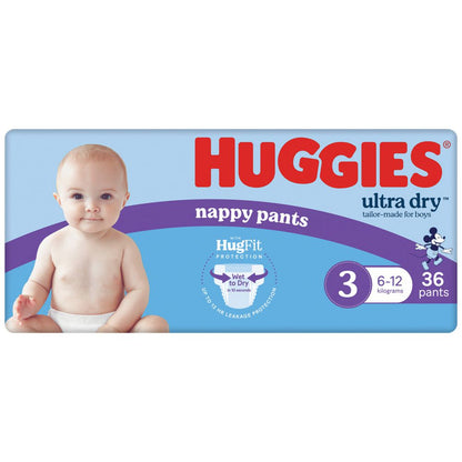 Huggies Nappy Pants Crawler Boys Size 3 36 Pack (4 Pack, 144 Pieces)
