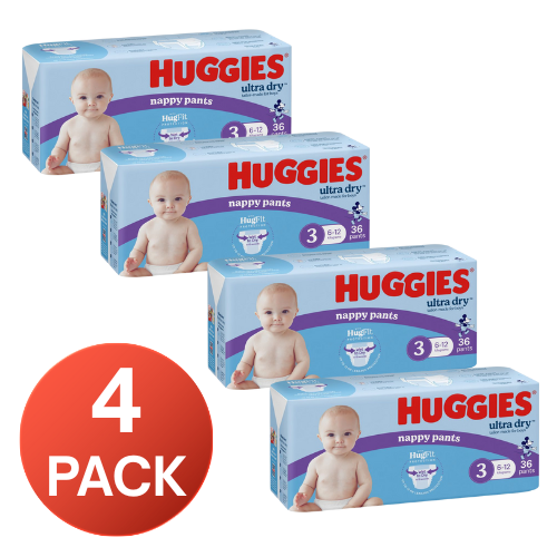 Huggies Nappy Pants Crawler Boys Size 3 36 Pack (4 Pack, 144 Pieces)