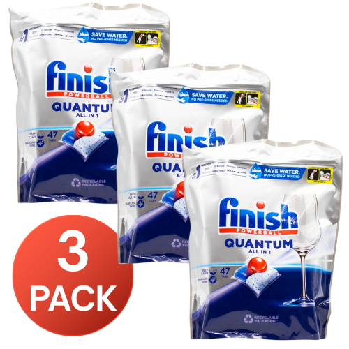 Finish Powerball Dishwasher Tablets Quantum All In 1 47 Pack (3 Pack, 141 Tablets)