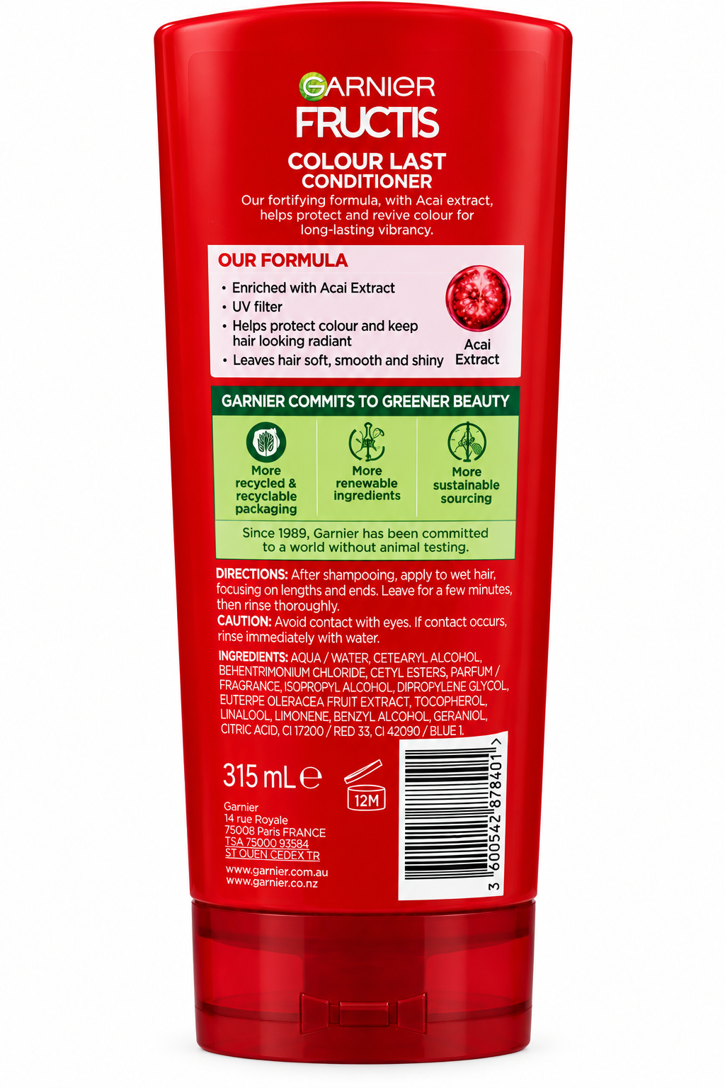 Garnier Fructis Colour Last Conditioner Acai Extract 315mL x 6