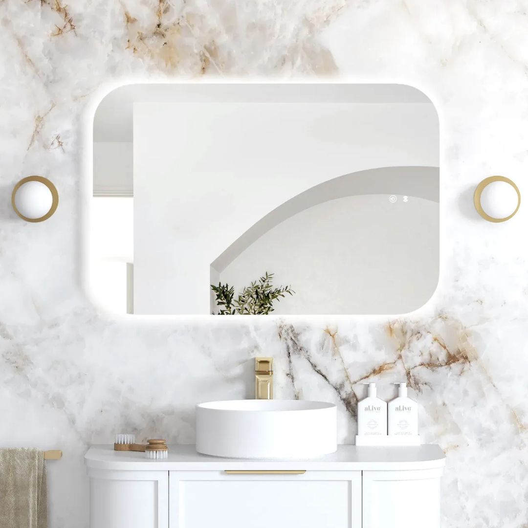 LED Newport 900(H)x600(W) Frameless Mirror - Install Horizontal or Vertical