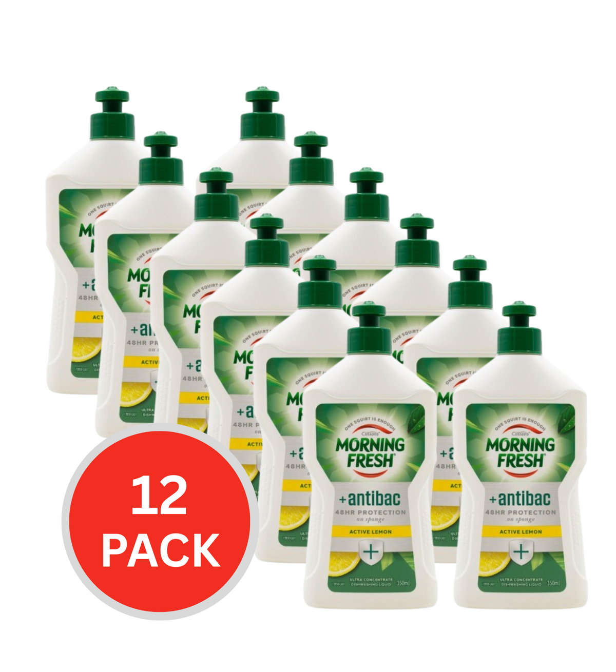 Morning Fresh 350ml Dishwashing Liquid Antibac 48 Hour Protection Active Lemon (12x Pack)