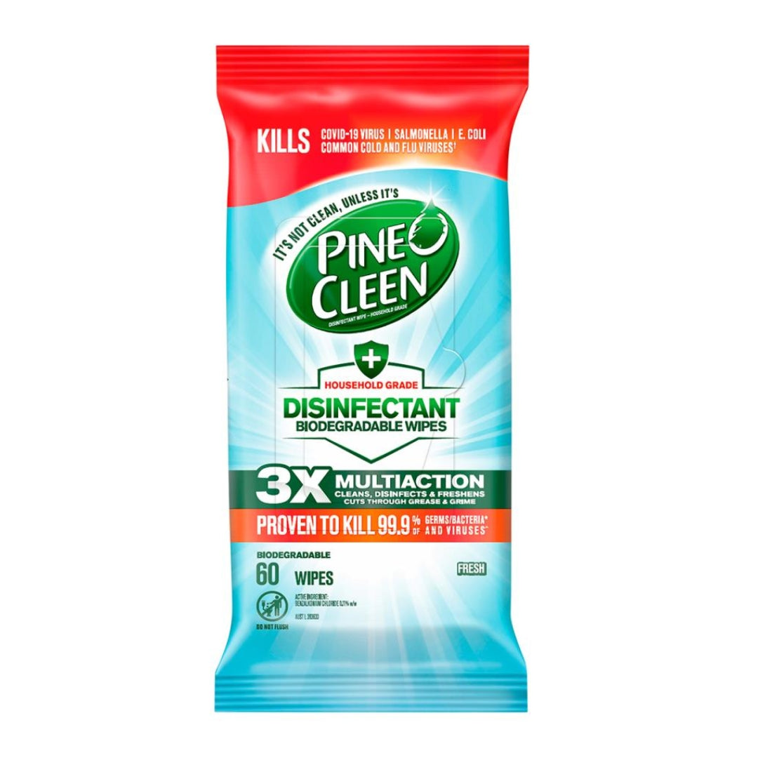 Pine O Cleen Disinfectant Wipes Fresh PK60 (6 Pack)