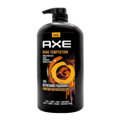 Axe 3 In 1 Body Face & Hair Wash Dark Temptation 1L (3 Pack)