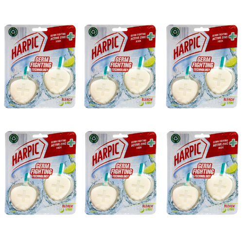 Harpic PK2 Toilet Cleaner Blocks Bleach Lime 6 pk