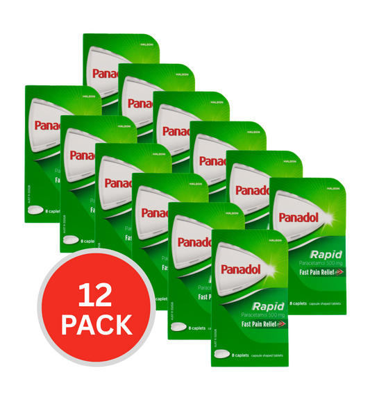 Panadol Pk8 Capsules Paracetamol 500mg Fast Pain Relief Rapid (12x Pack)