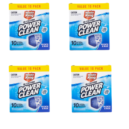 White King In-Cistern Blocks Bleach & Blue 50g PK10 (4 Pack)