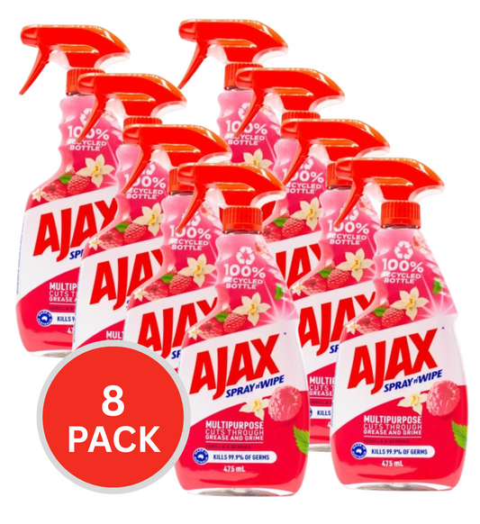 Ajax 475ml Spray N Wipe Divine Blends Vanilla & Berries (8x Pack)