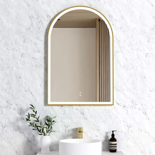 LED Archie 900(H)x600(W) Gold Metal Frame Mirror