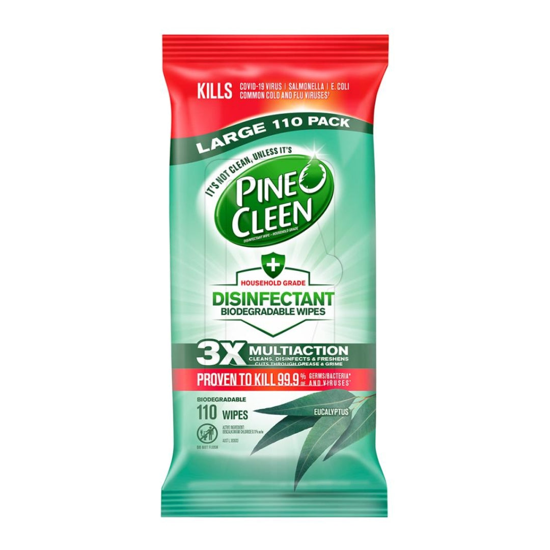 Pine O Cleen Disinfectant Wipes Eucalyptus PK110 (4 Pack)