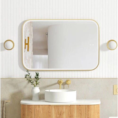LED Newport 900(H)x600(W) Gold Metal Frame Mirror- Install Horizontal or Vertical