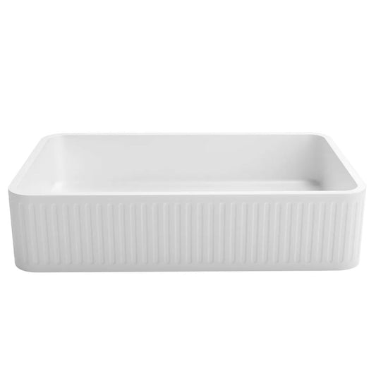 Hudson Square 520x320x120 Concrete Fluted White Basin