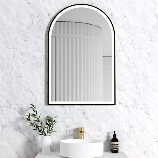 LED Archie 900(H)x600(W) Black Metal Frame Mirror