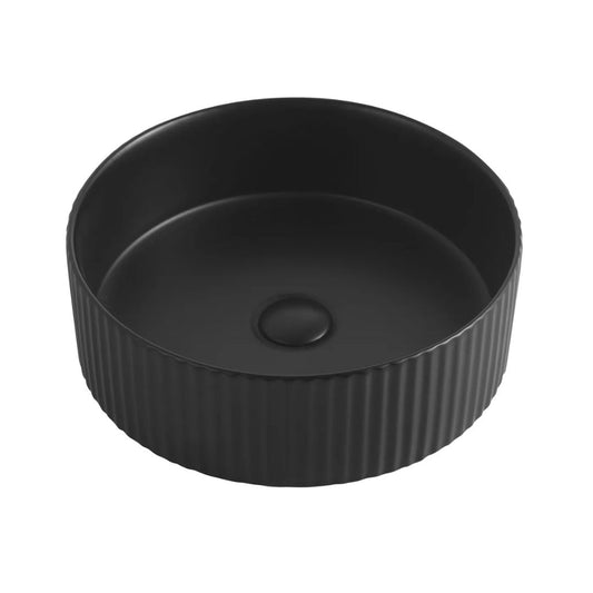 Marlo Round 400x400x125 Matte Black Fluted Basin