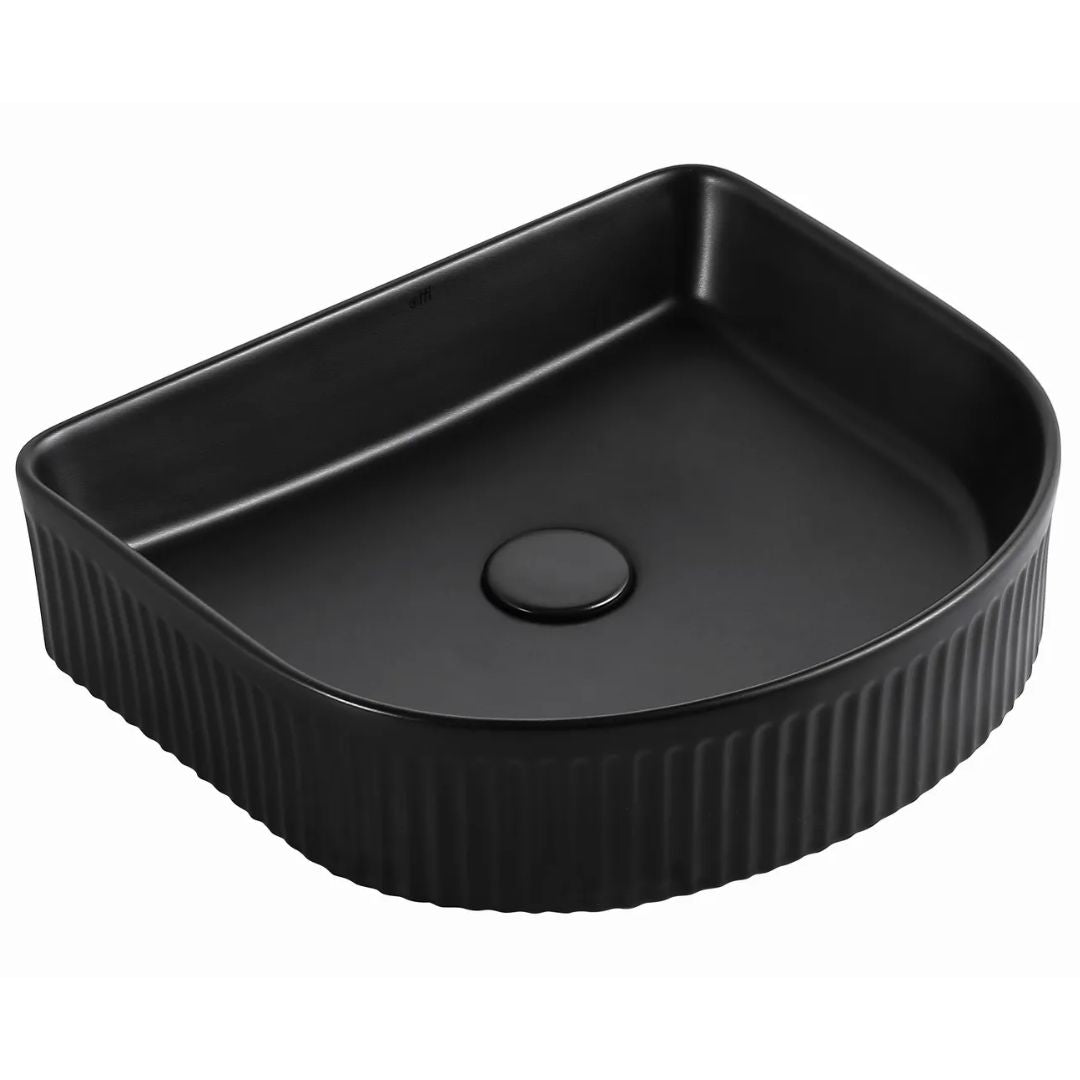 Archie 415x365x100 Matte Black Fluted Basin