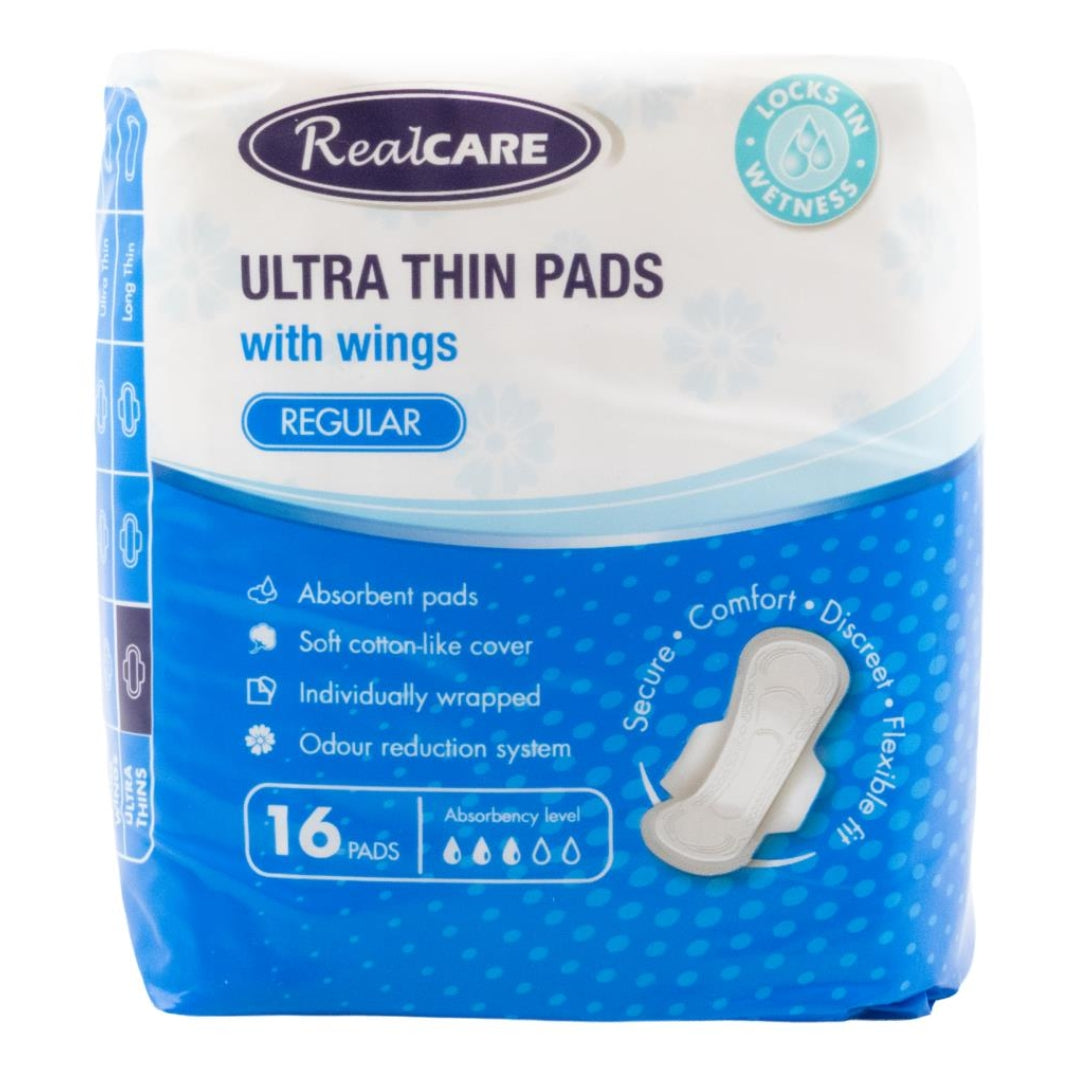 Real Care Ultra Thin Pads With Wings Regular Absorbency Level 3 PK16 (16 Pack)