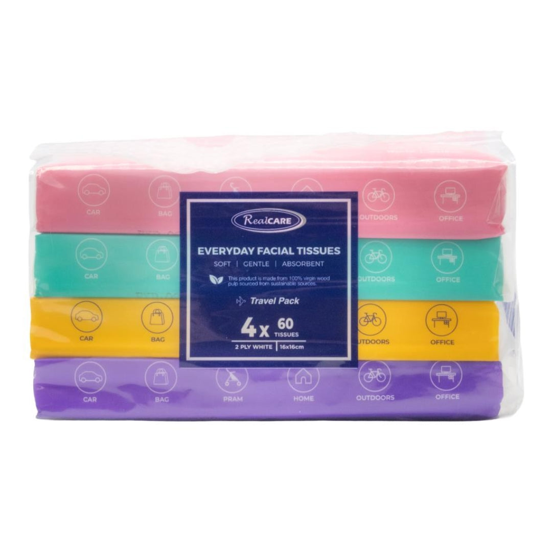 Real Care Everyday Facial Tissues 2 Ply PK4 x 60 (20 Pack)