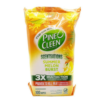 Pine O Cleen Disinfectant Wipes Summer Melon Burst PK100 (4 Pack)