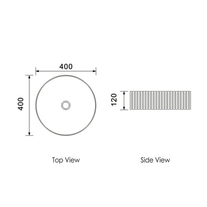 Marlo Round 400x400x125 Matte White Fluted Basin