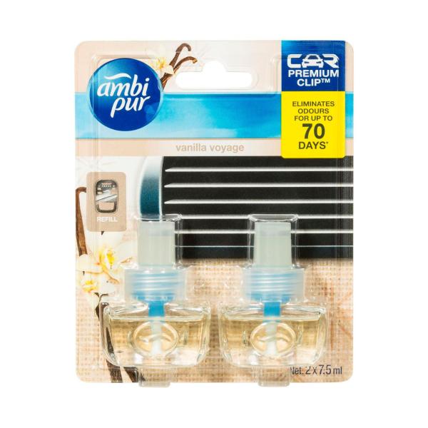 Ambi Pur Car Air Freshener Premium Clip Vanilla Voyage 7.5mL (2 Pack x 6)
