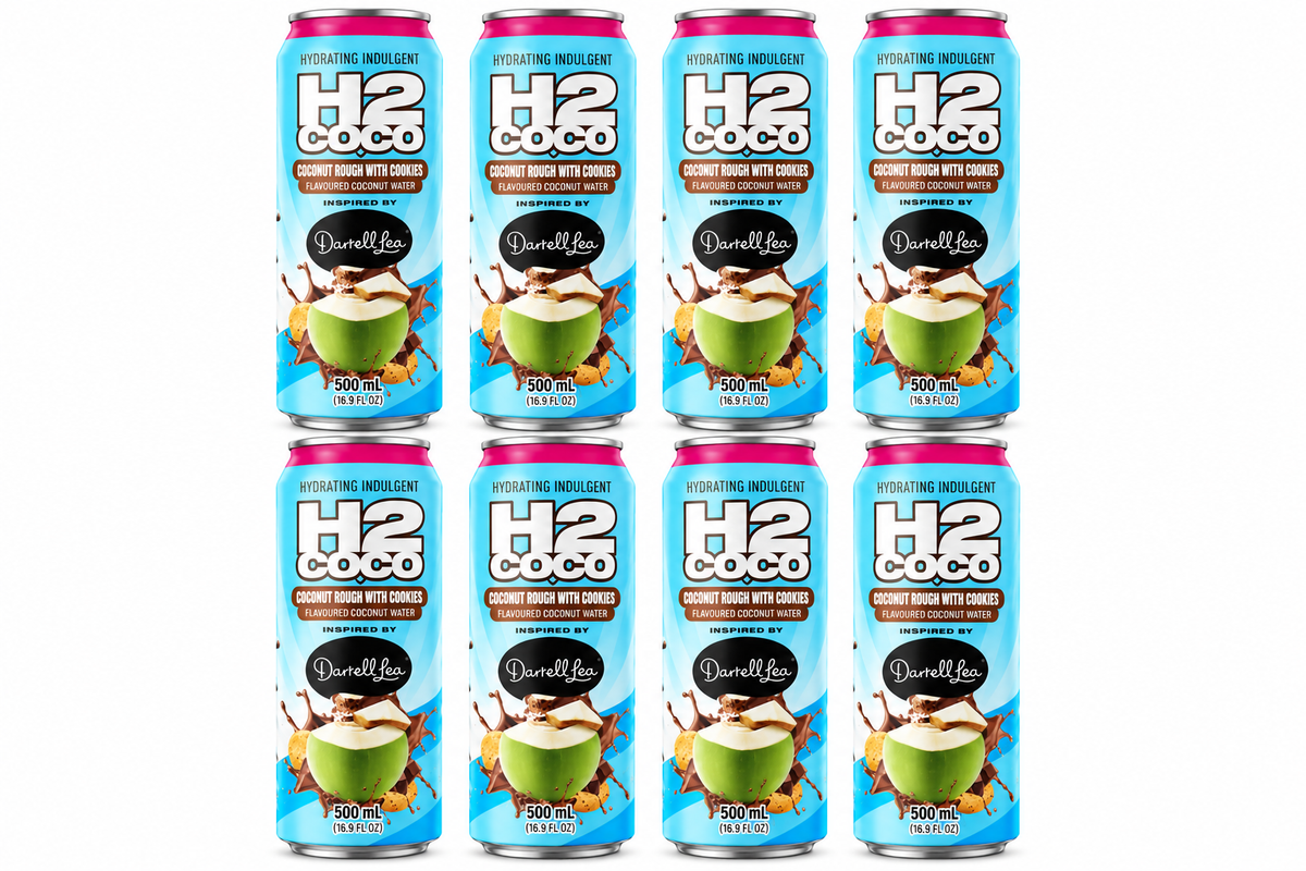 H2 Coco Darrell Lea Coconut Rough Cookies Coconut Water 500mL x 8