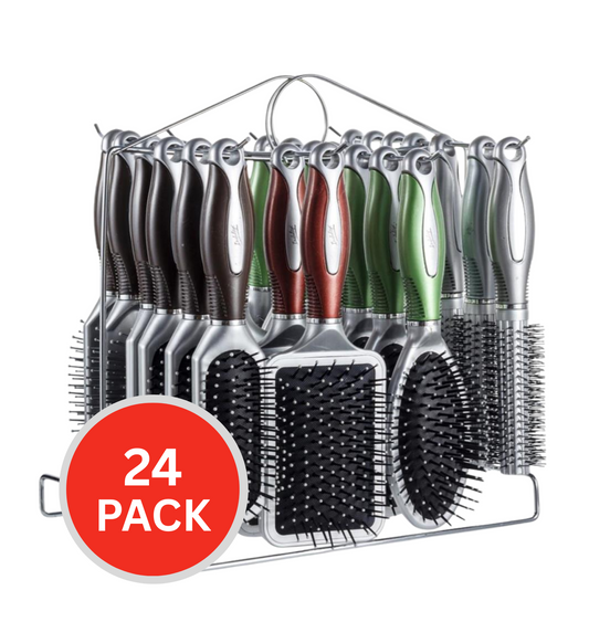 Indulge Hair Brushes With Stand Assorted (24 Pack)