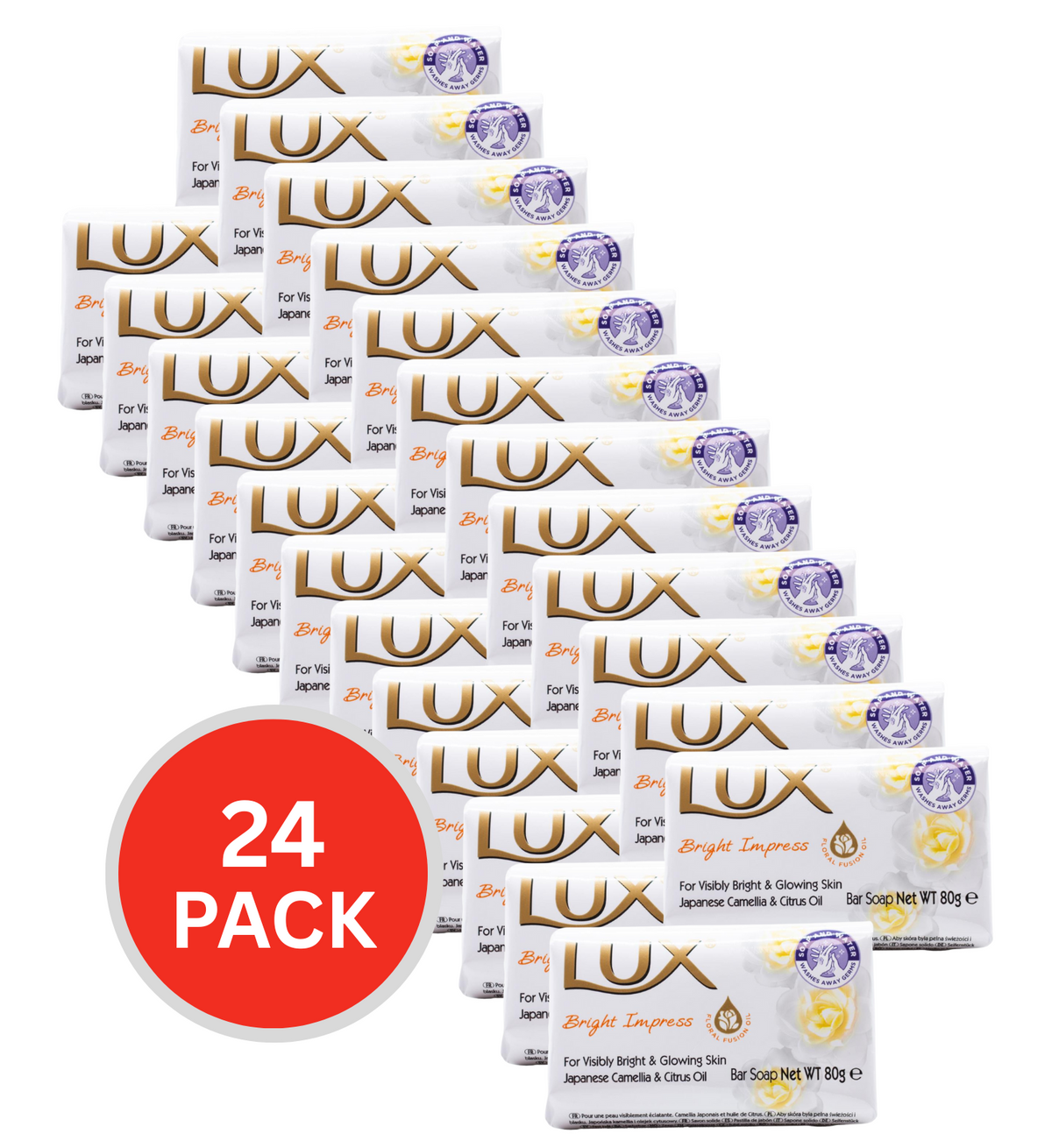 Lux Soap Bar Bright Impress 80g (24 Pack)