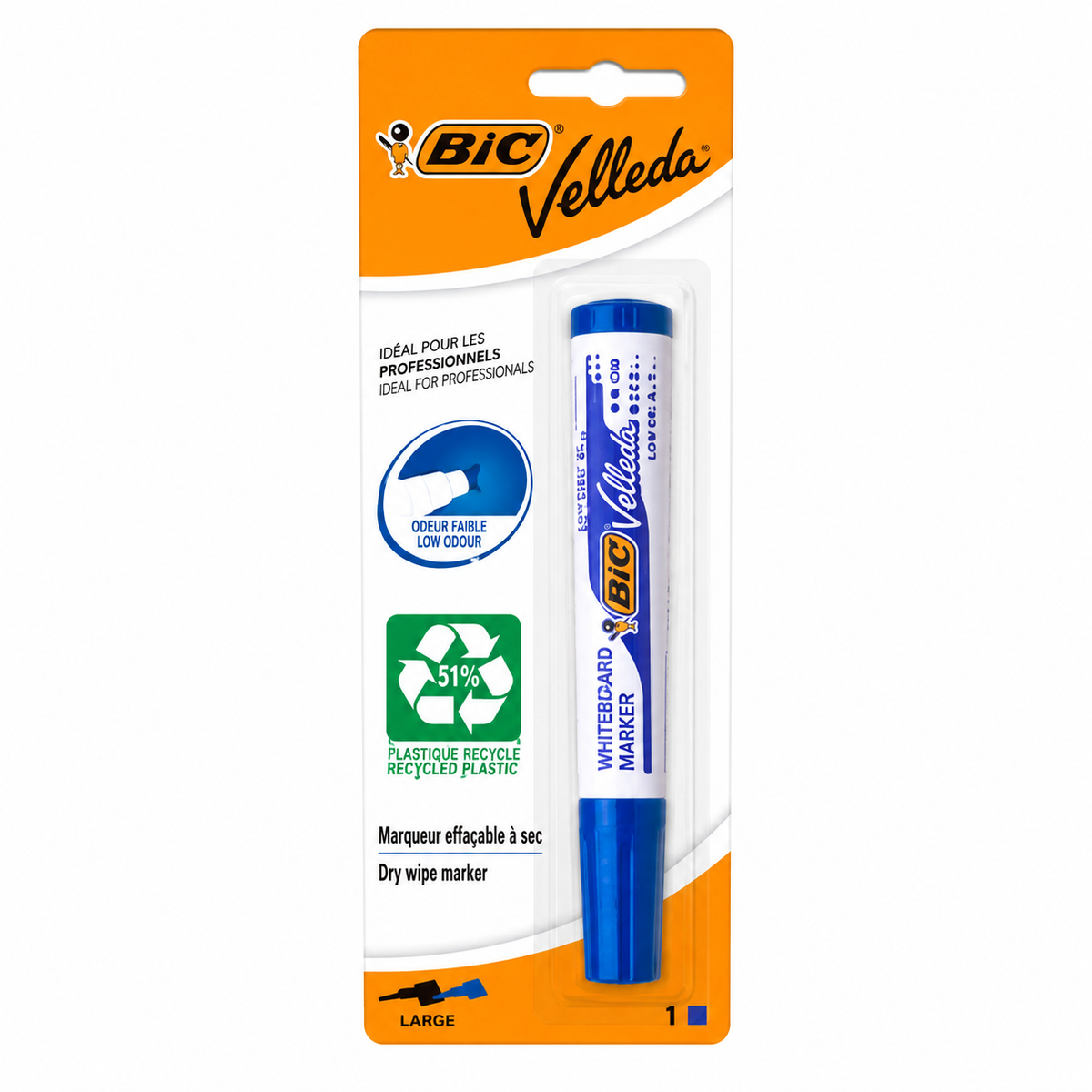 BIC Velleda Large Blue Whiteboard Marker Low Odour (6 Pack)