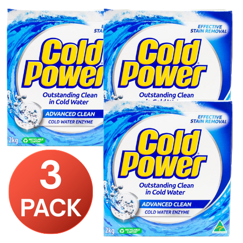 Cold Power 2kg Laundry Powder Advanced Clean Effective Stain Remover (3 Pack)