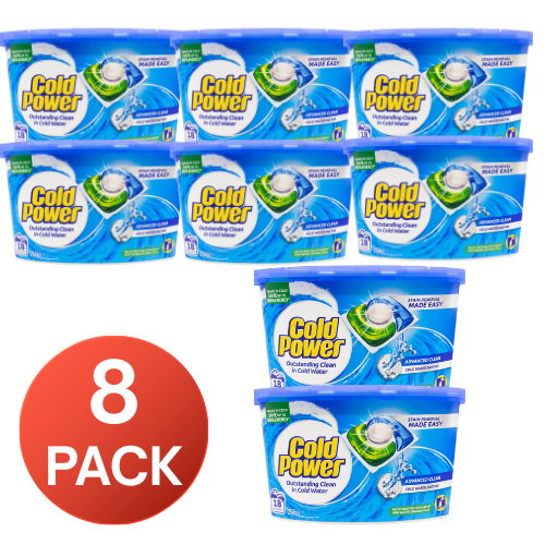 Cold Power PK18 / 252g Laundry Capsules Advanced Clean Cold Water Enzyme (8 Pack)