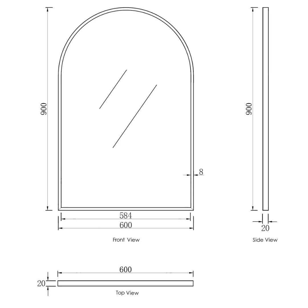 Archie 900(H)x600(W) Black Metal Framed Mirror