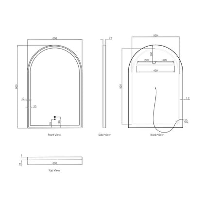 LED Archie 900(H)x600(W) Gold Metal Frame Mirror