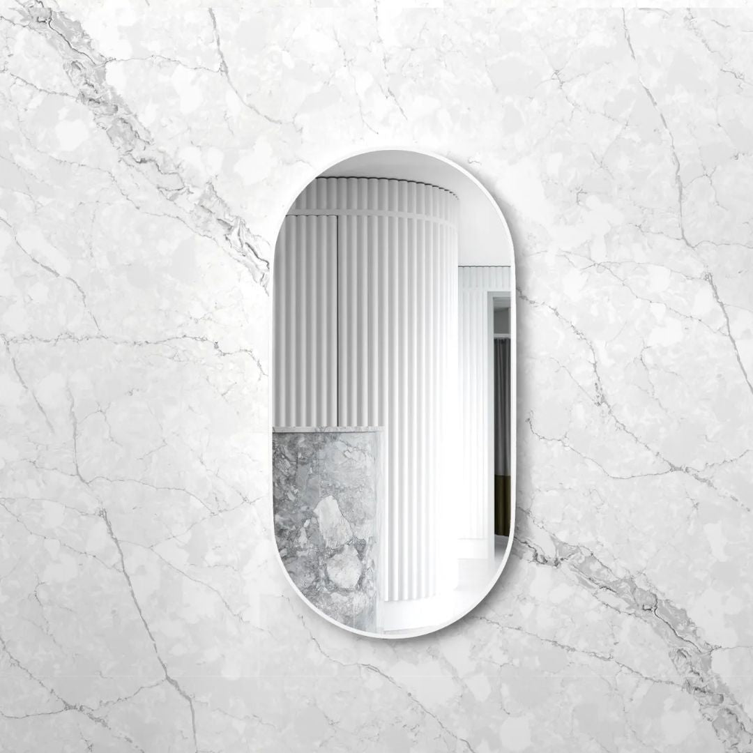 Noosa 1200(W)x600(H) White Metal Frame Mirror- Install Horizontal or Vertical