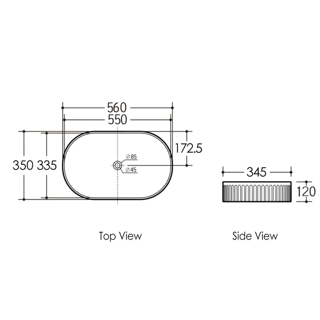Kensington Oval 560x350x120 Matte White Basin
