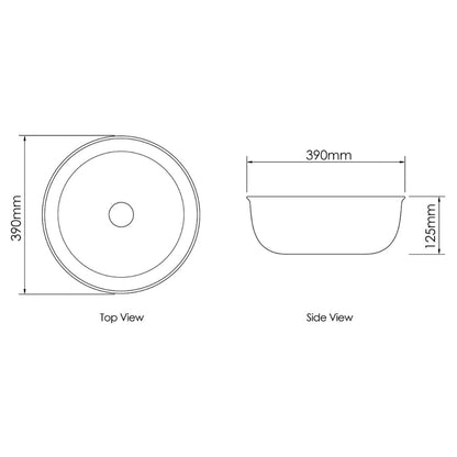 Bronte Round 390x390x130 Matte White Basin
