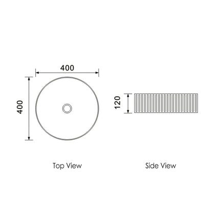 Marlo Round 400x400x125 Matte Black Fluted Basin