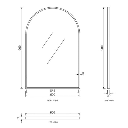 Archie 900(H)x600(W) White Metal Framed Mirror