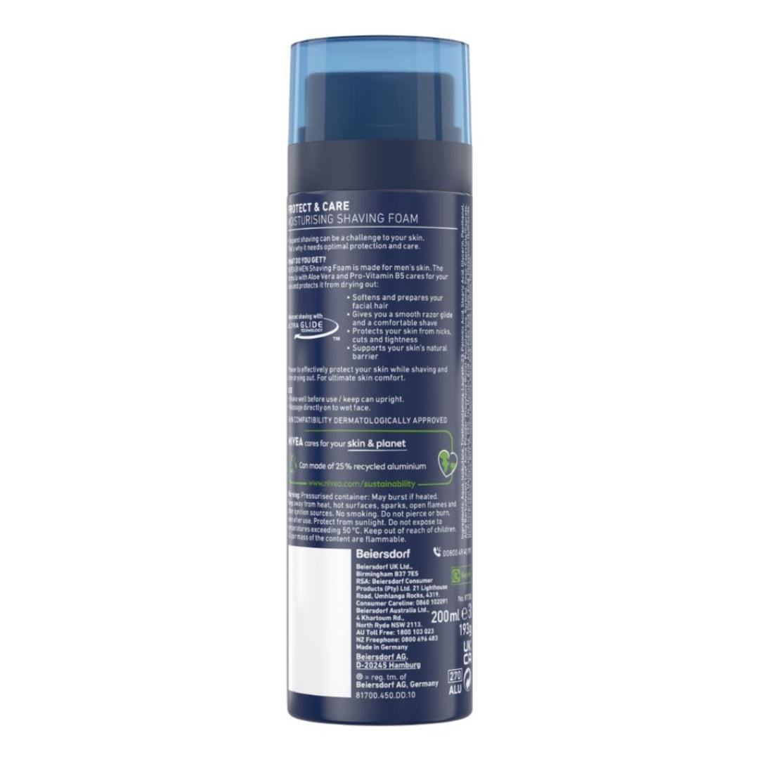 Nivea Men Shaving Foam Protect & Care Aloe Vera 200mL (6 Pack)