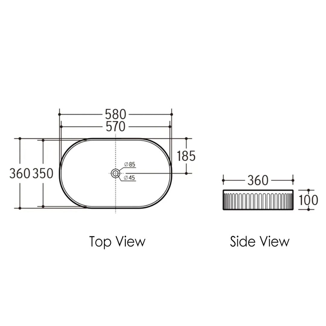Kensington Oval 580x360x120 Matte Pink Basin