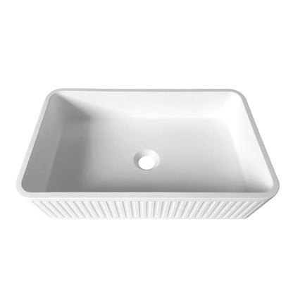 Hudson Square 520x320x120 Concrete Fluted White Basin