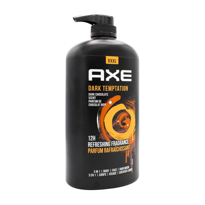 Axe 3 In 1 Body Face & Hair Wash Dark Temptation 1L (3 Pack)