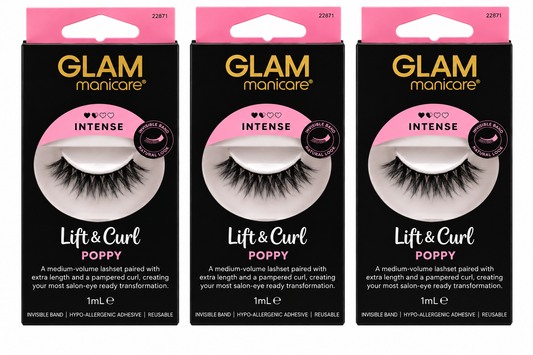 Manicare Glam Lift & Curl Poppy Intense False Eyelashes Reusable 3 Pack