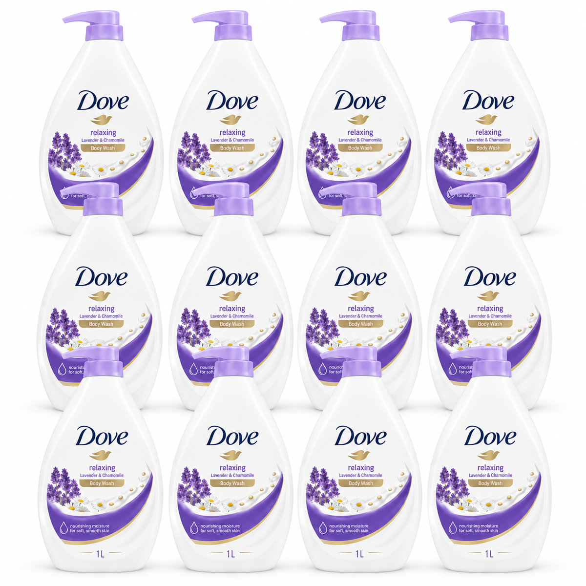 Dove Relaxing Body Wash Lavender & Chamomile 1L – Pack of 12