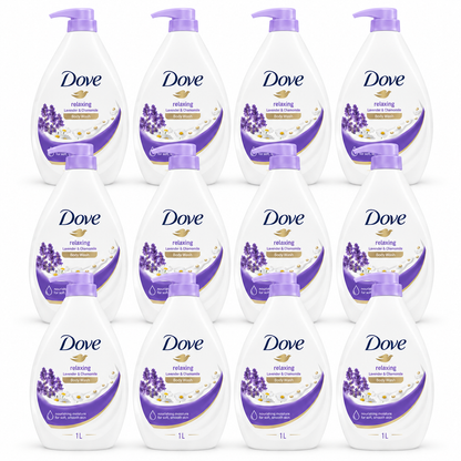 Dove Relaxing Body Wash Lavender & Chamomile 1L – Pack of 12