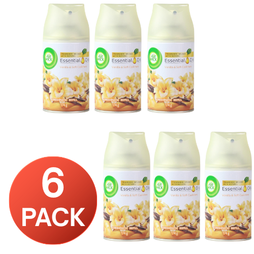 Air Wick 174g Freshmatic Spray Refill Essential Oils Smooth Vanilla & Soft Cashmere (6 Pack)