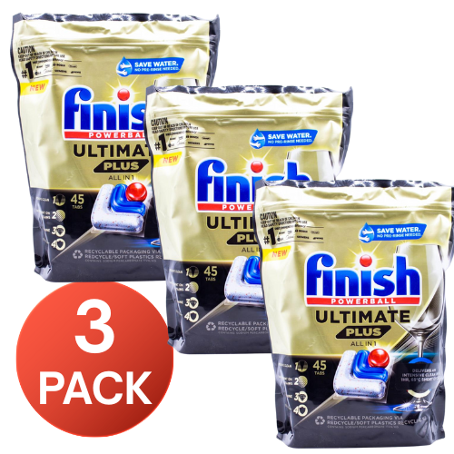 Finish Powerball Ultimate Plus All In 1 Dishwasher Tablets 45 Pack (3 Pack, 135 Tablets)